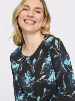 3/4-Arm-Shirt mit floralem Druck-Dessin