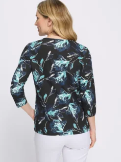 3/4-Arm-Shirt mit floralem Druck-Dessin