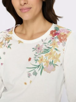 3/4-Arm-Shirt mit floralem Druckmuster