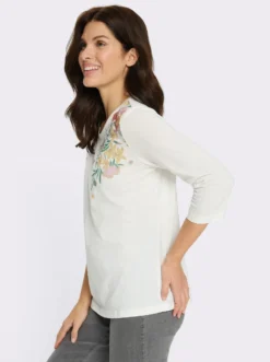 3/4-Arm-Shirt mit floralem Druckmuster