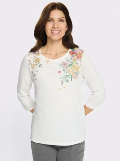 3/4-Arm-Shirt mit floralem Druckmuster