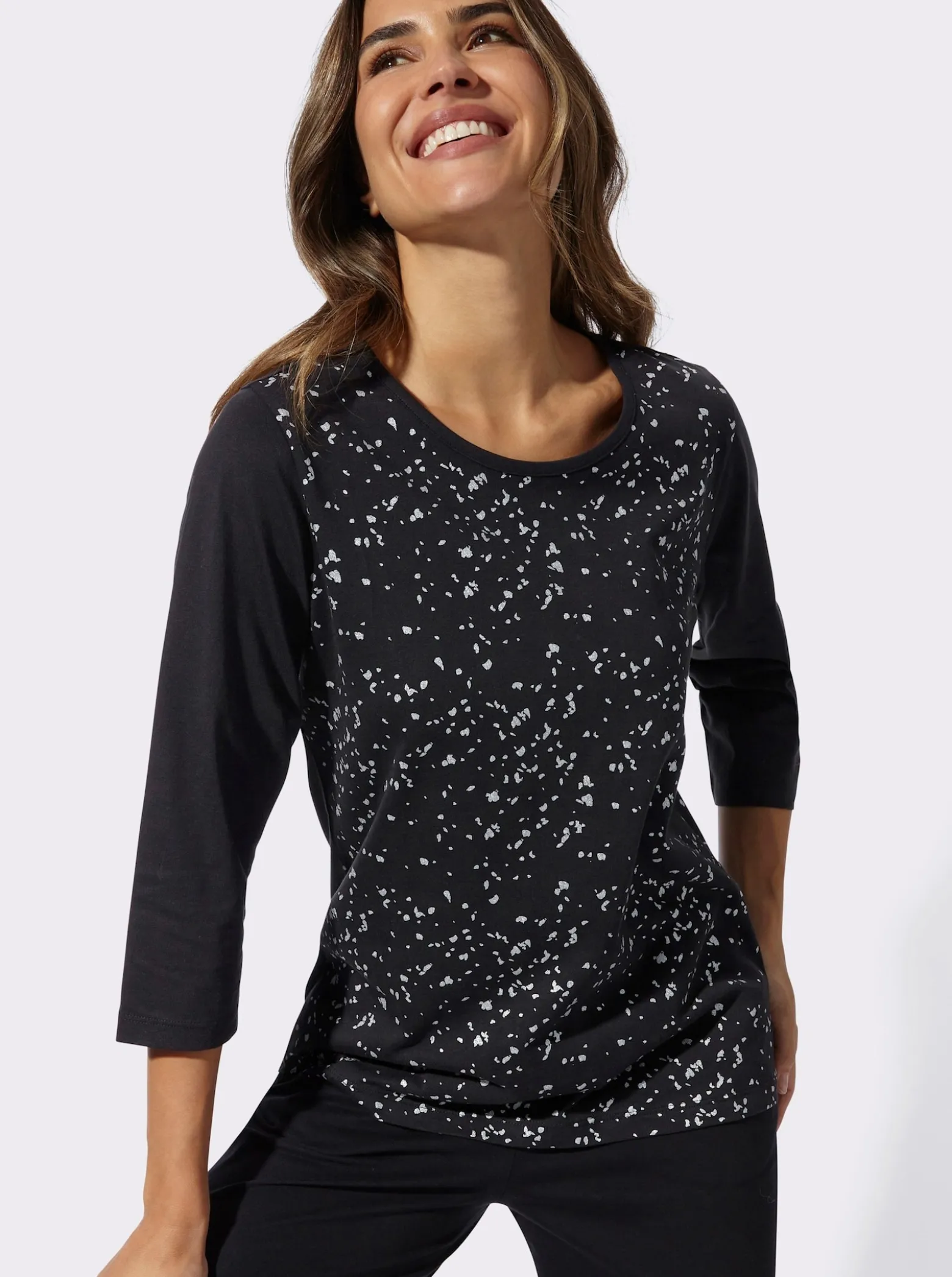3/4-Arm-Shirt mit Folien-Druck vorne