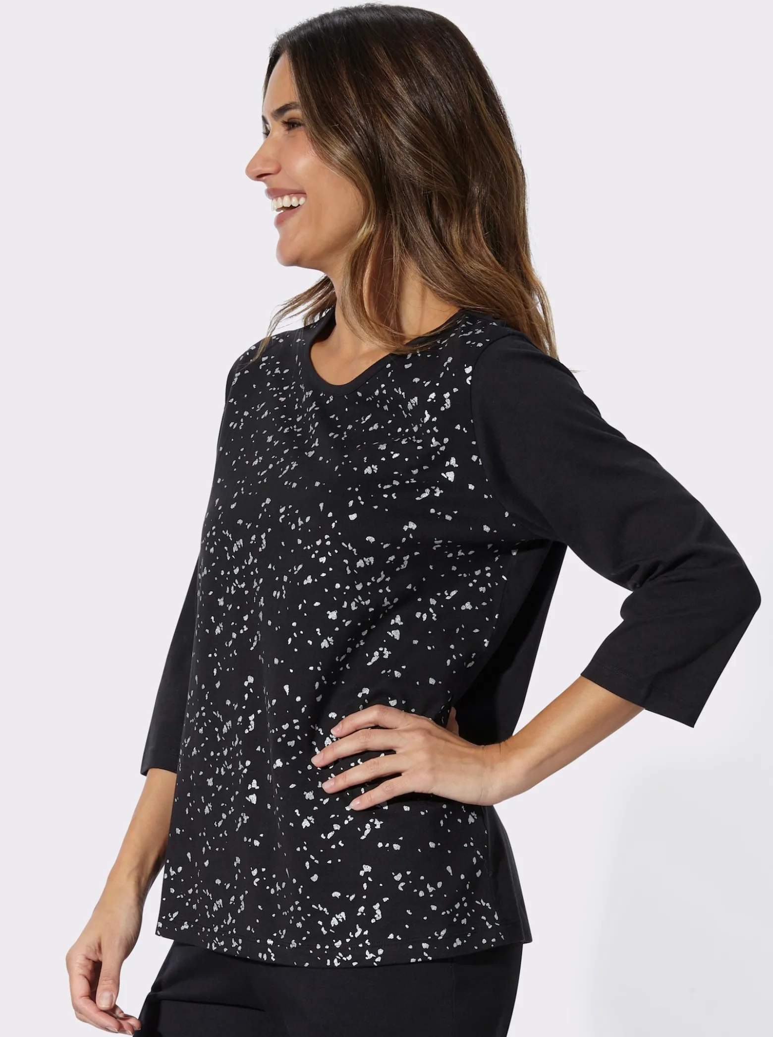 3/4-Arm-Shirt mit Folien-Druck vorne