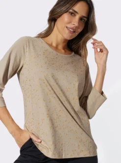 3/4-Arm-Shirt mit Folien-Druck vorne