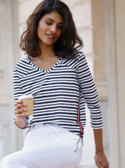 3/4-Arm-Shirt mit Galonstreifen