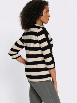3/4-Arm-Shirt mit garngefärbten Streifen