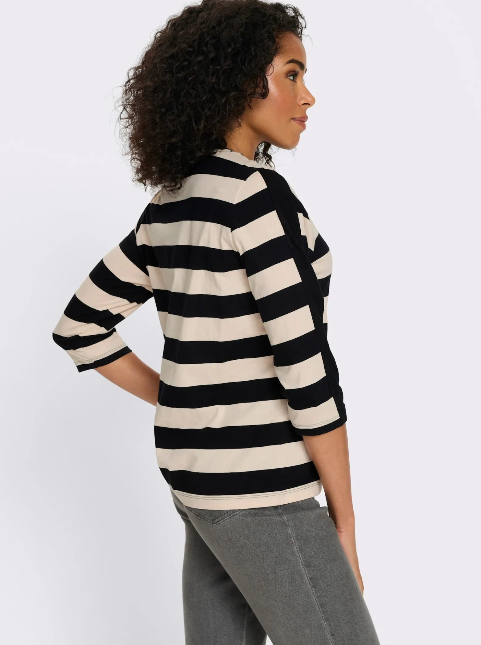 3/4-Arm-Shirt mit garngefärbten Streifen