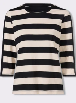 3/4-Arm-Shirt mit garngefärbten Streifen