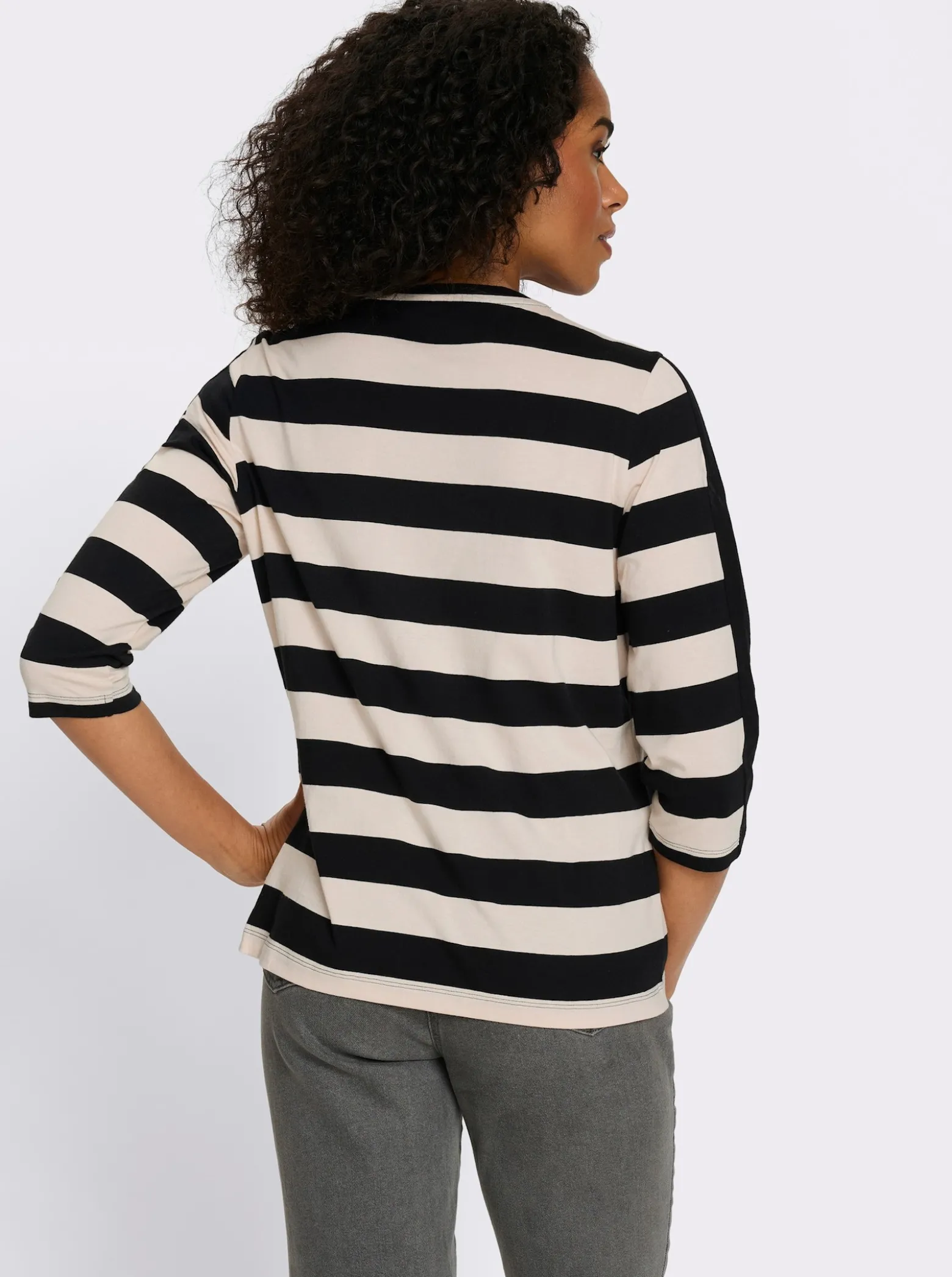 3/4-Arm-Shirt mit garngefärbten Streifen