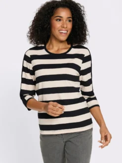 3/4-Arm-Shirt mit garngefärbten Streifen