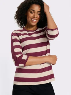 3/4-Arm-Shirt mit garngefärbten Streifen