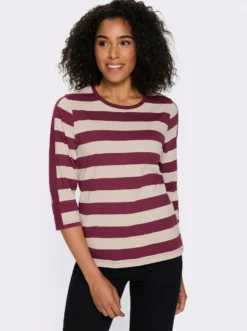 3/4-Arm-Shirt mit garngefärbten Streifen