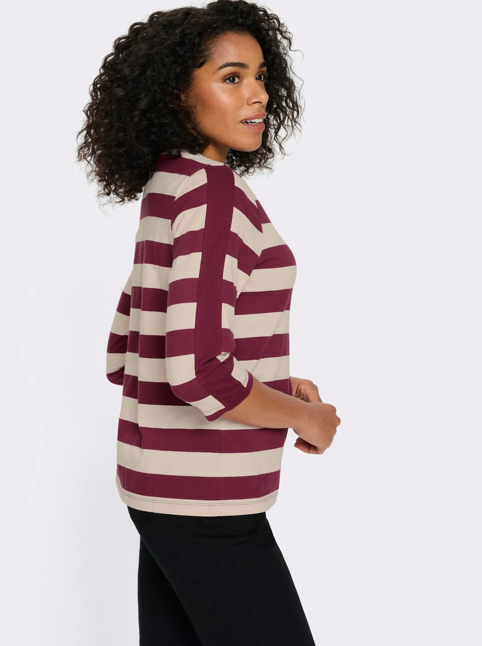 3/4-Arm-Shirt mit garngefärbten Streifen