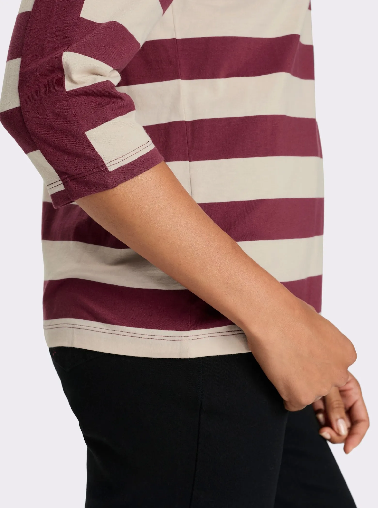 3/4-Arm-Shirt mit garngefärbten Streifen