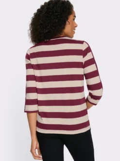 3/4-Arm-Shirt mit garngefärbten Streifen