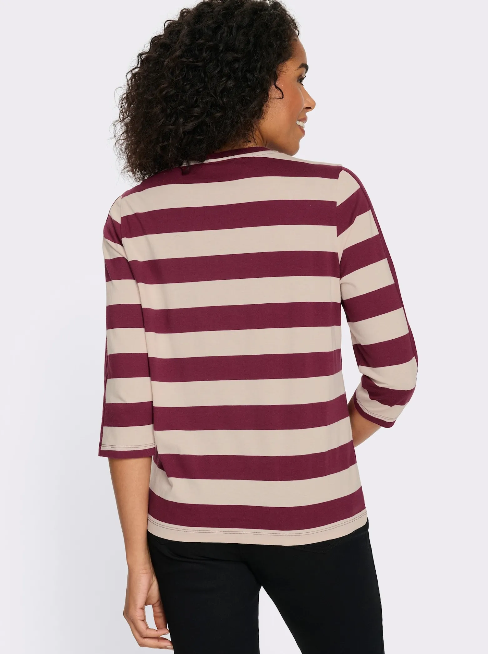 3/4-Arm-Shirt mit garngefärbten Streifen