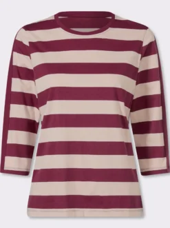 3/4-Arm-Shirt mit garngefärbten Streifen