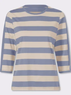 3/4-Arm-Shirt mit garngefärbten Streifen