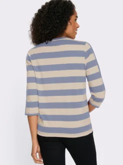 3/4-Arm-Shirt mit garngefärbten Streifen