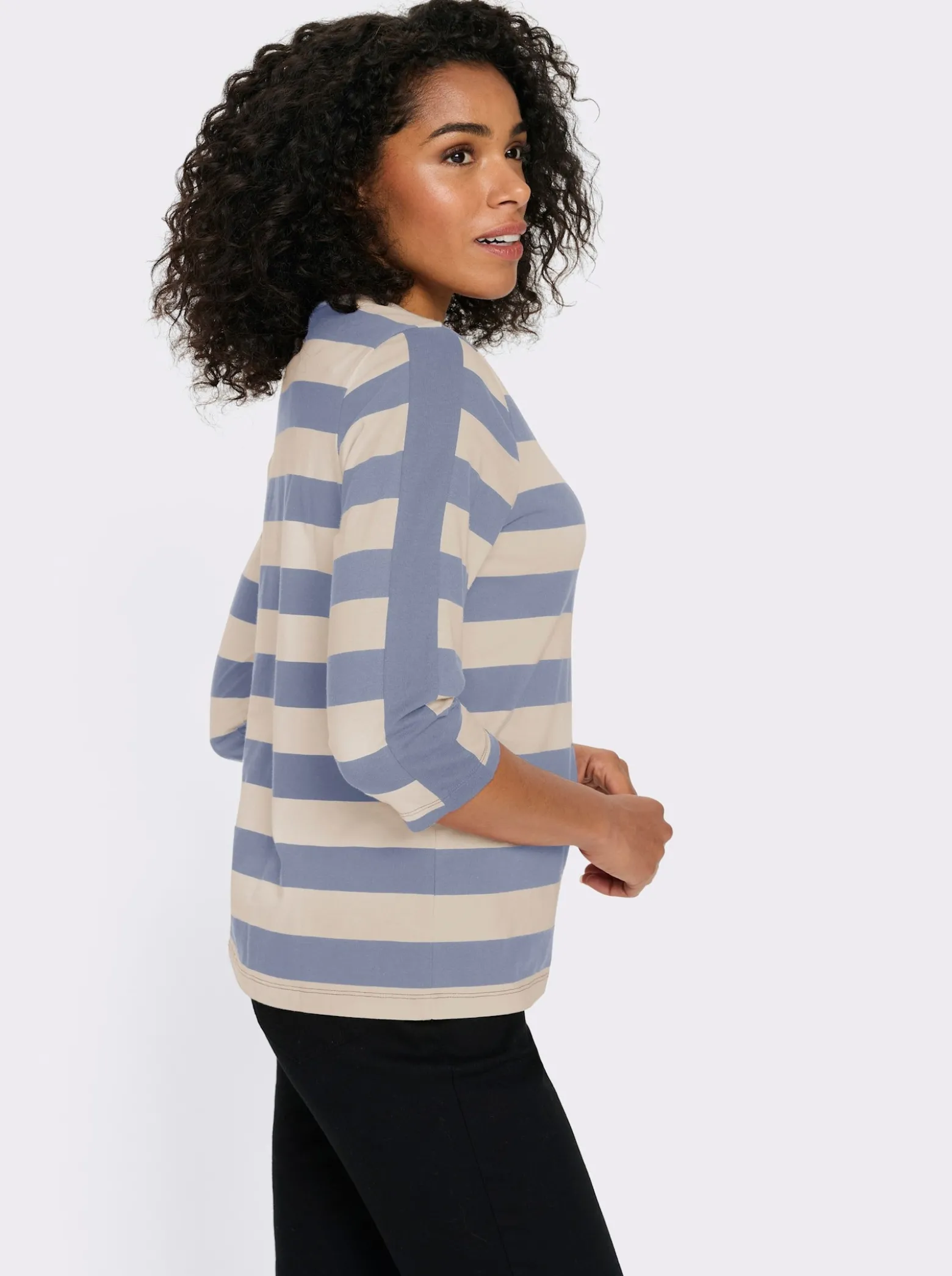 3/4-Arm-Shirt mit garngefärbten Streifen