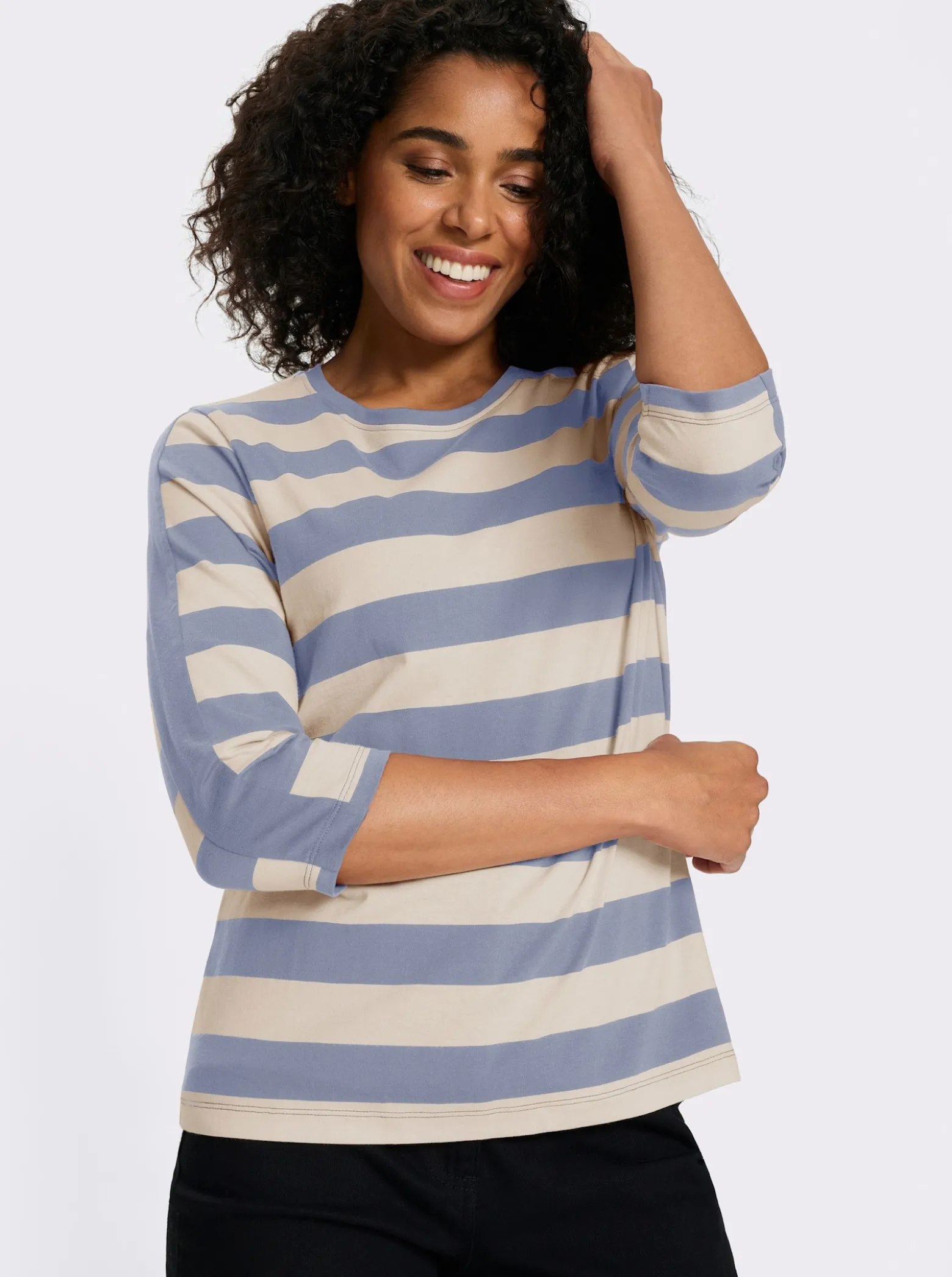 3/4-Arm-Shirt mit garngefärbten Streifen