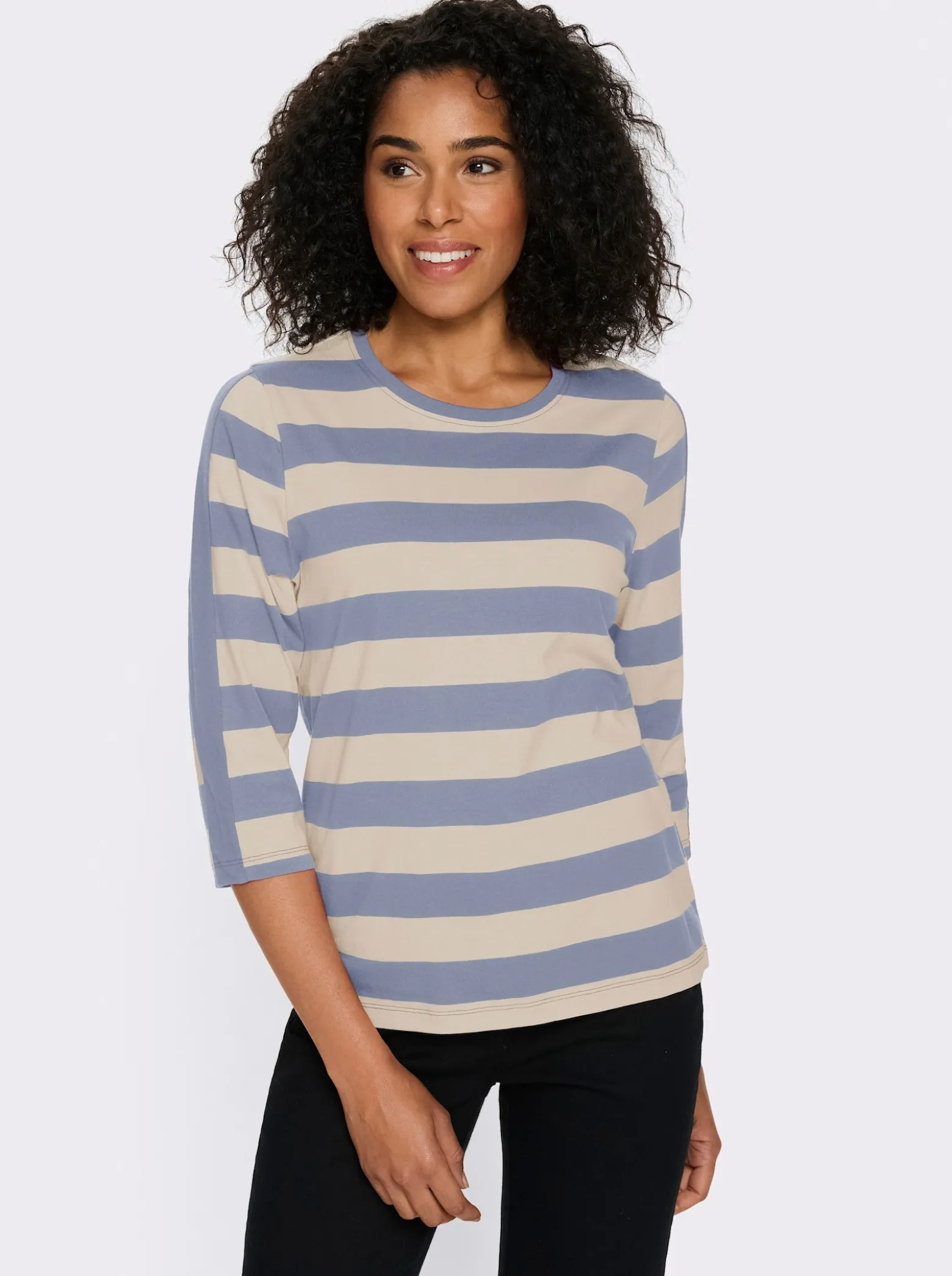 3/4-Arm-Shirt mit garngefärbten Streifen