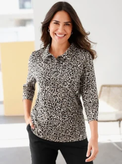 3/4-Arm-Shirt mit geschlitzten Ärmeln