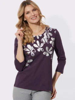 3/4-Arm-Shirt mit Glanz-Druck