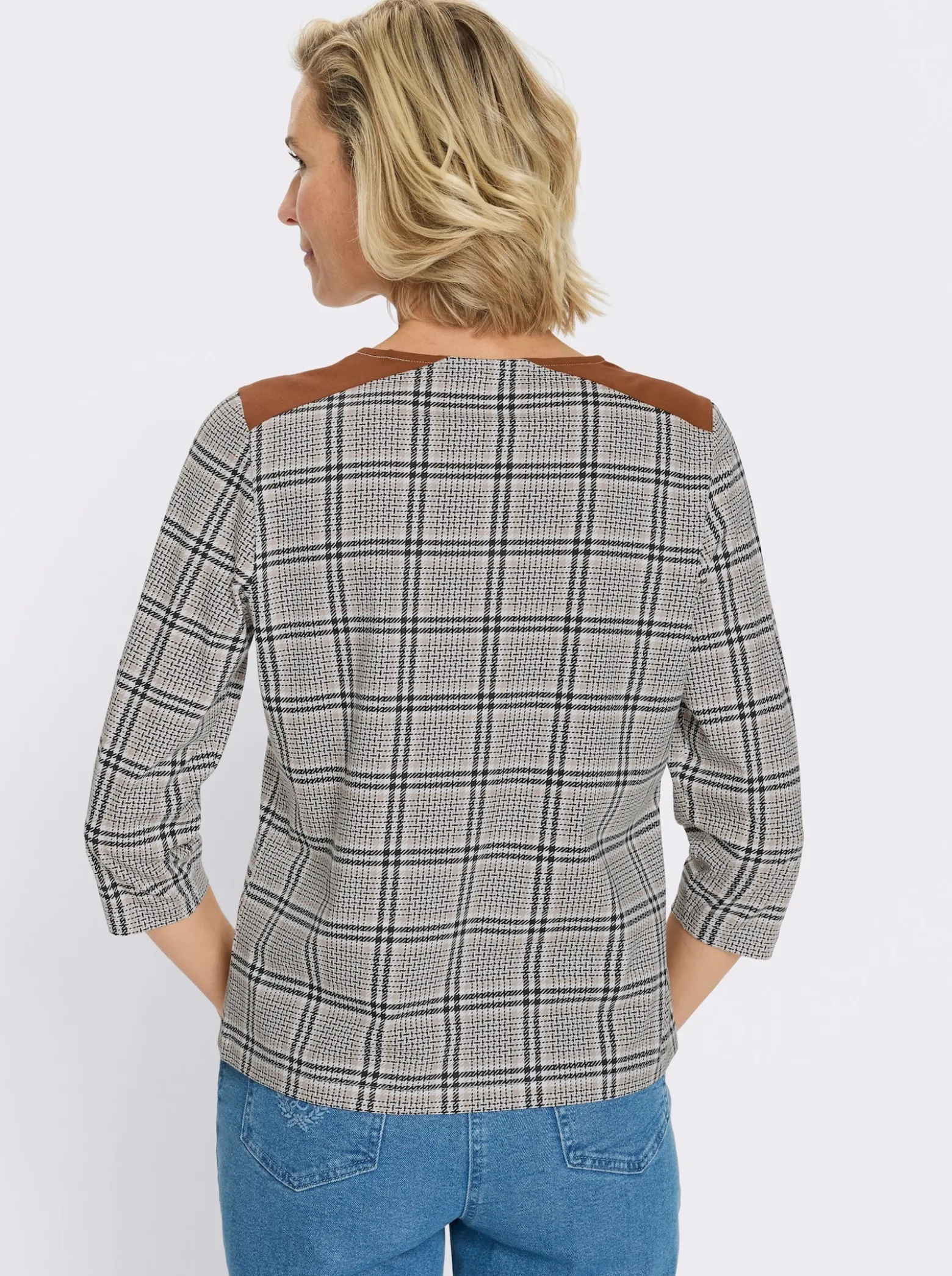 3/4-Arm-Shirt mit Glencheck-Muster