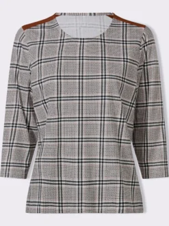 3/4-Arm-Shirt mit Glencheck-Muster