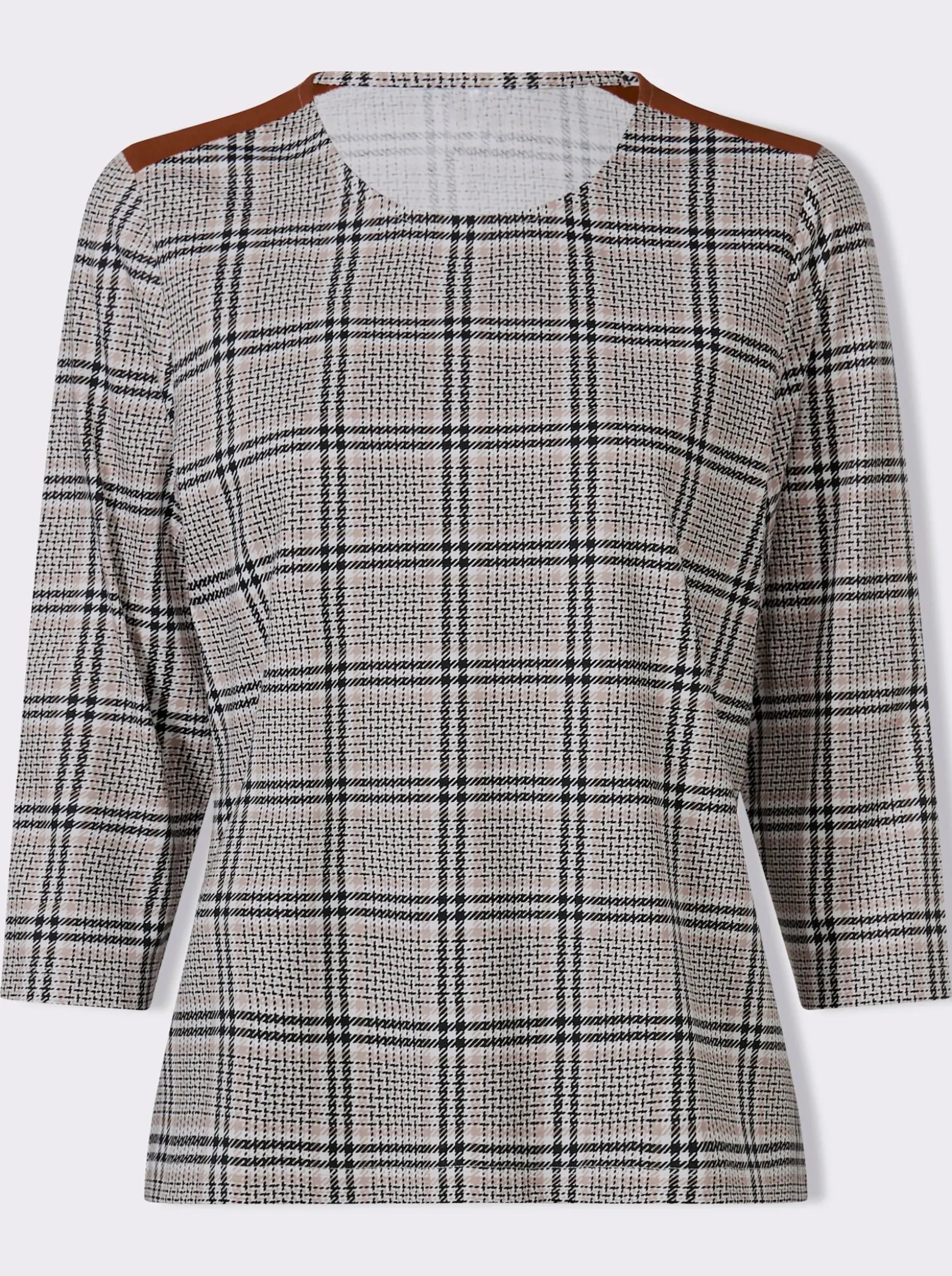 3/4-Arm-Shirt mit Glencheck-Muster