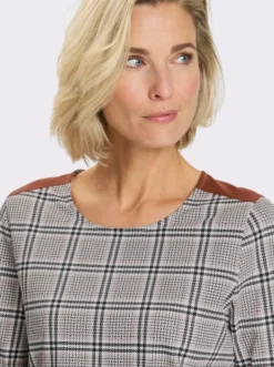 3/4-Arm-Shirt mit Glencheck-Muster