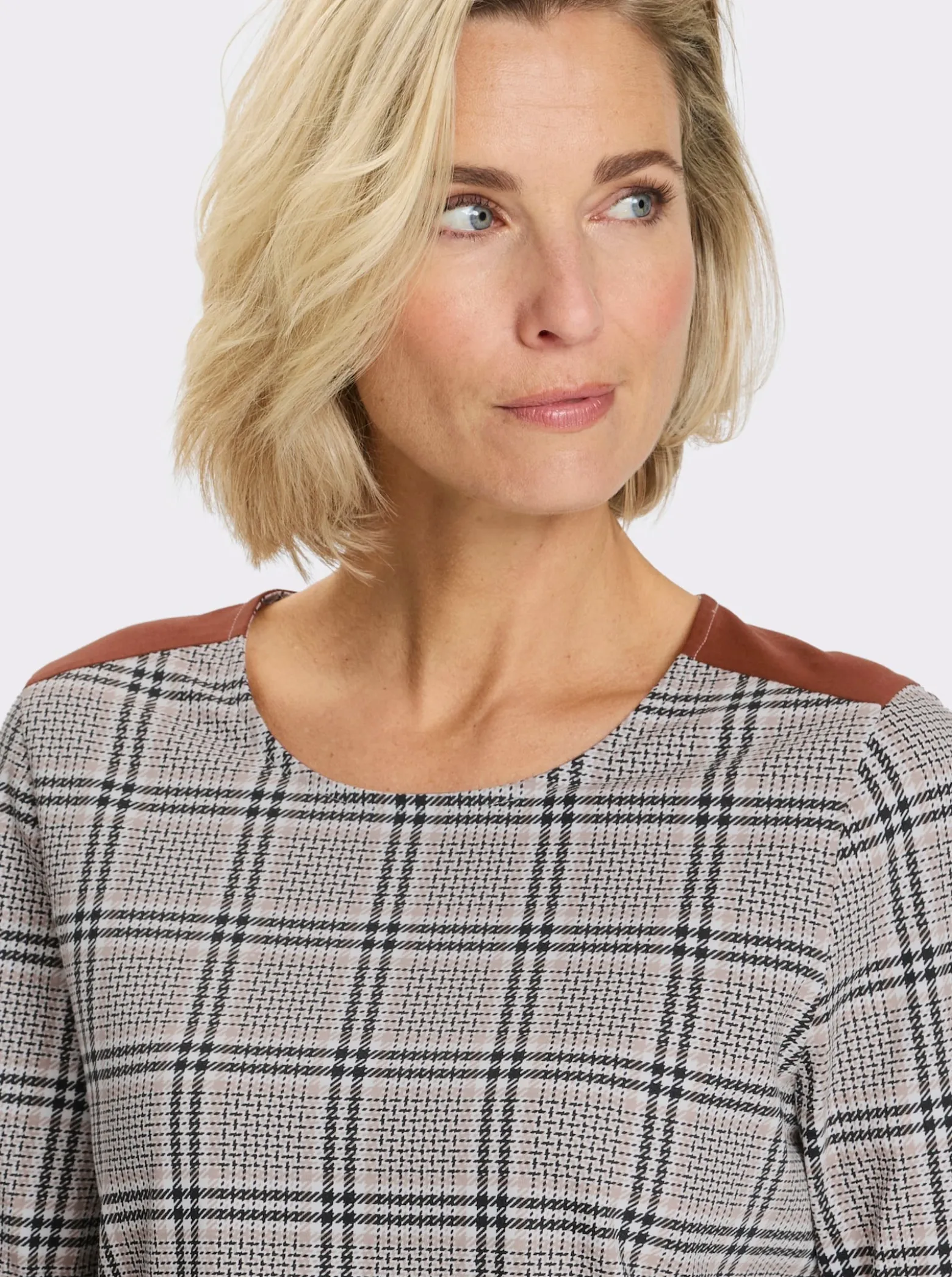 3/4-Arm-Shirt mit Glencheck-Muster