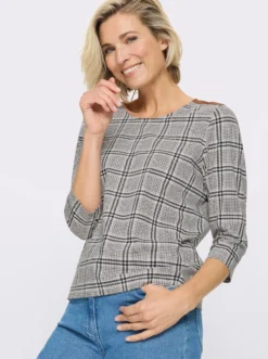 3/4-Arm-Shirt mit Glencheck-Muster