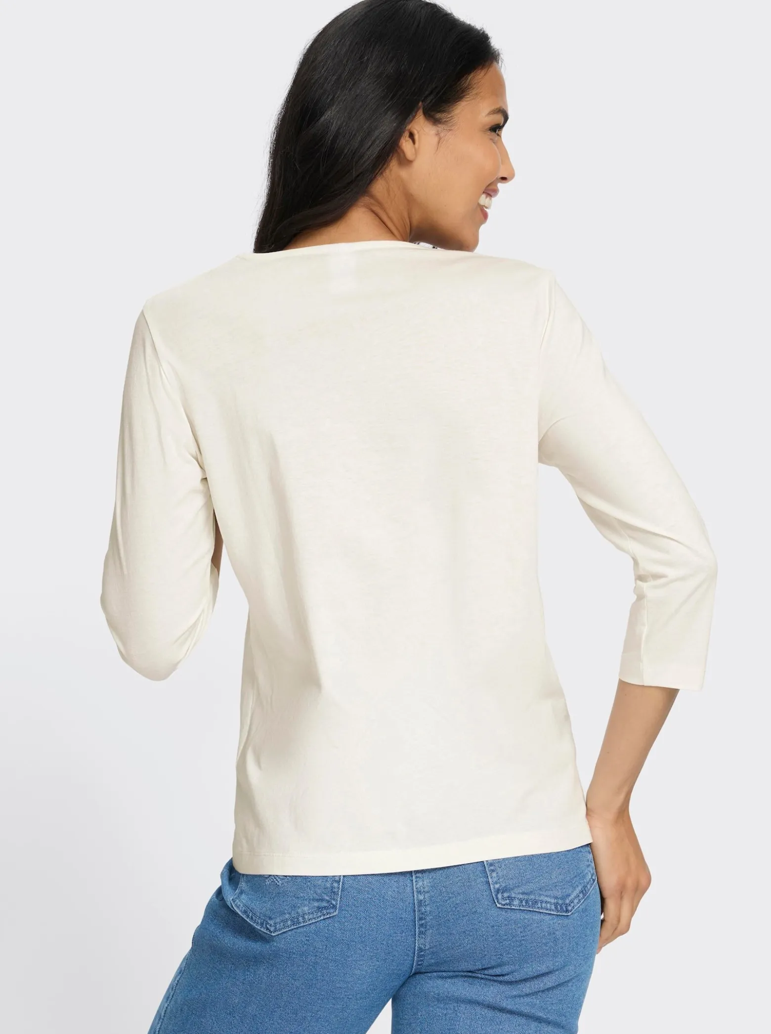 3/4-Arm-Shirt mit Glitzerdruck