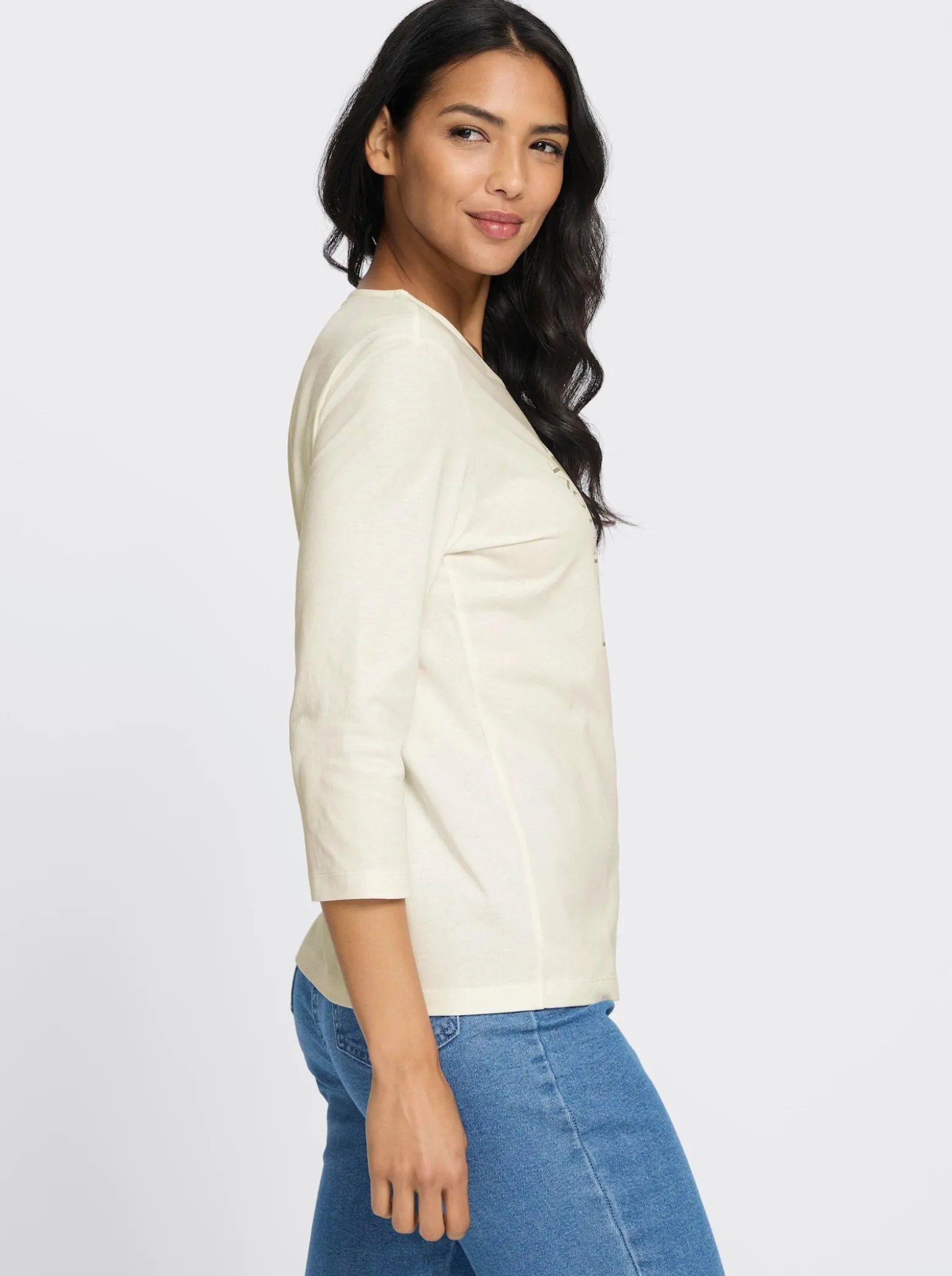 3/4-Arm-Shirt mit Glitzerdruck