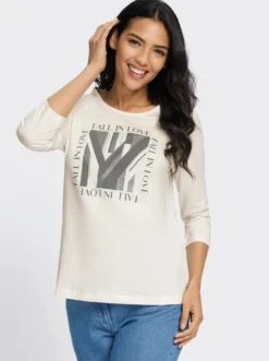 3/4-Arm-Shirt mit Glitzerdruck