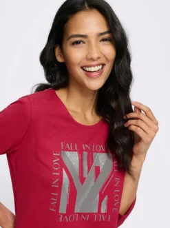 3/4-Arm-Shirt mit Glitzerdruck