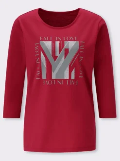 3/4-Arm-Shirt mit Glitzerdruck