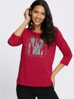 3/4-Arm-Shirt mit Glitzerdruck