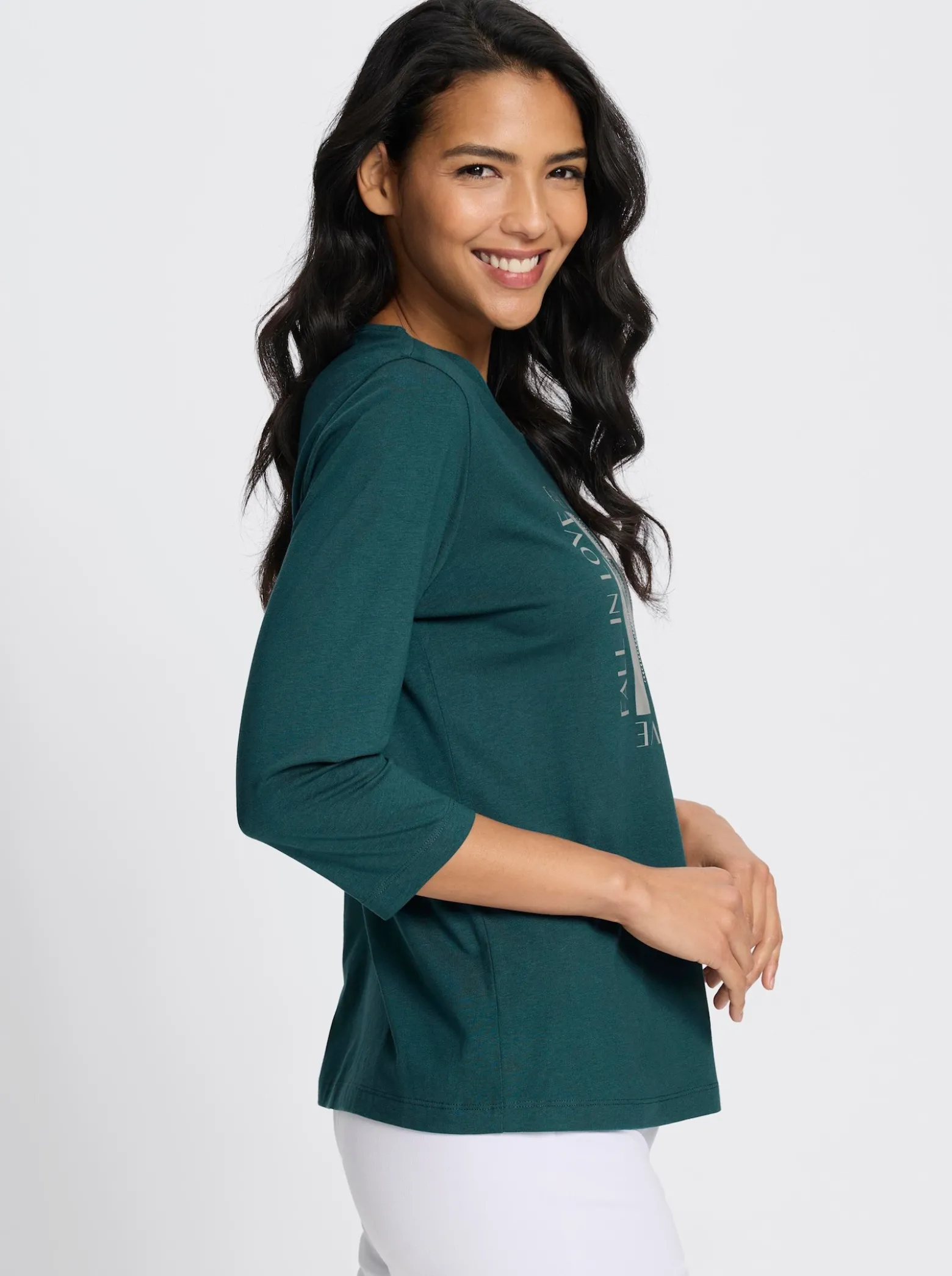 3/4-Arm-Shirt mit Glitzerdruck