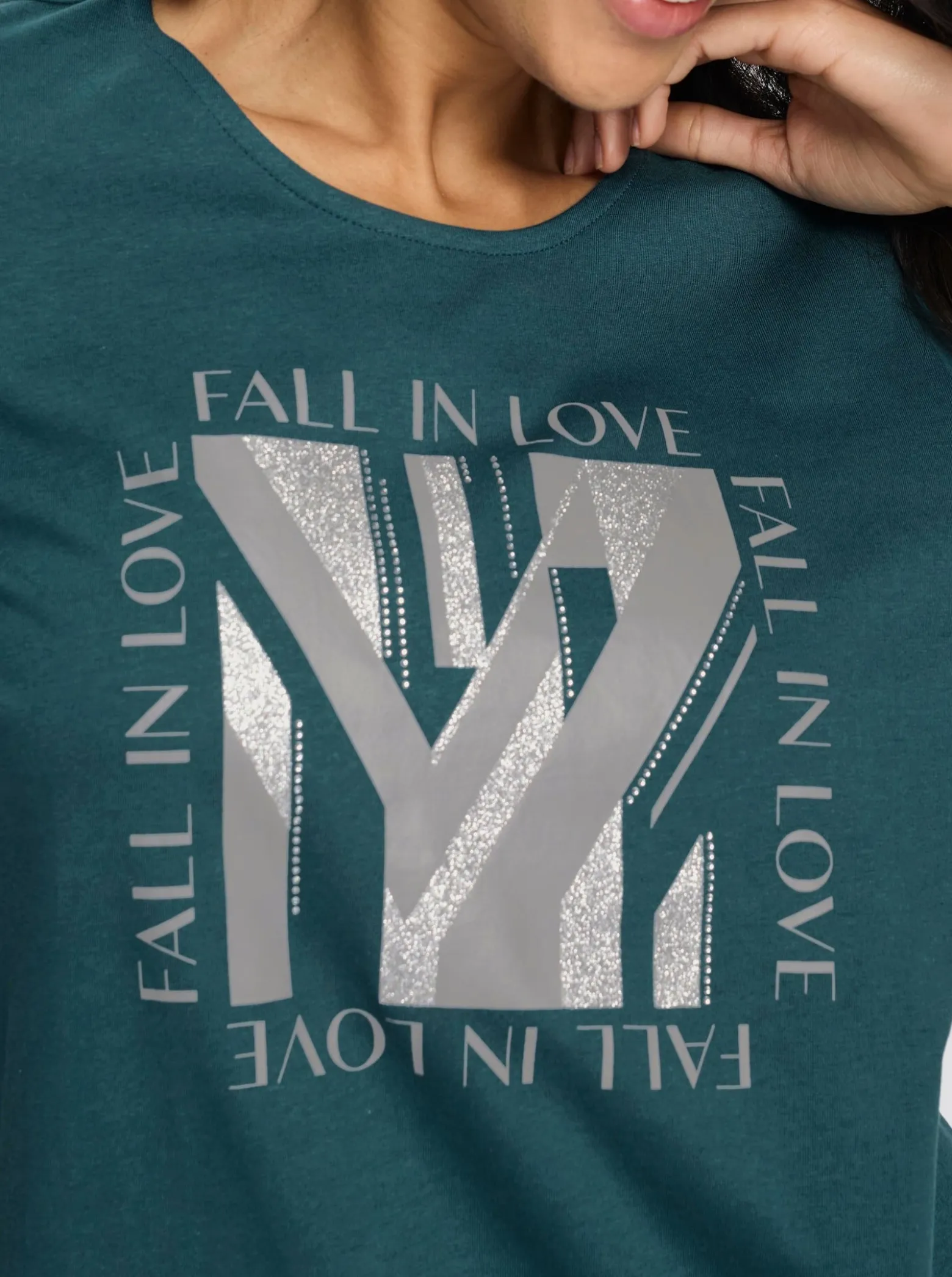 3/4-Arm-Shirt mit Glitzerdruck