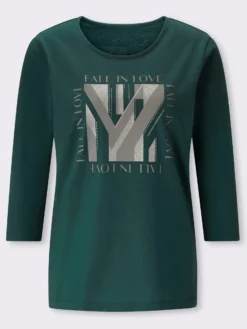 3/4-Arm-Shirt mit Glitzerdruck