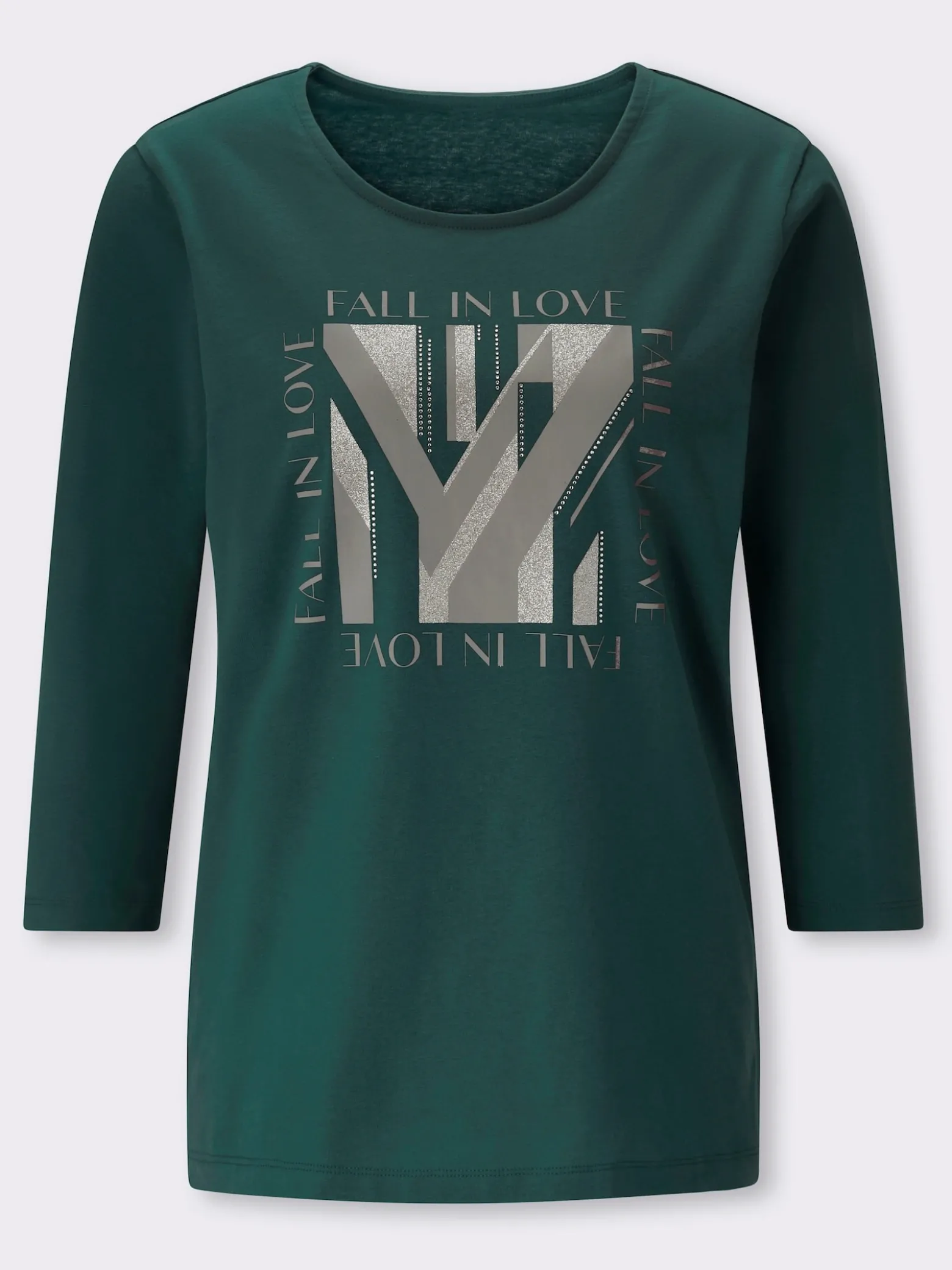3/4-Arm-Shirt mit Glitzerdruck