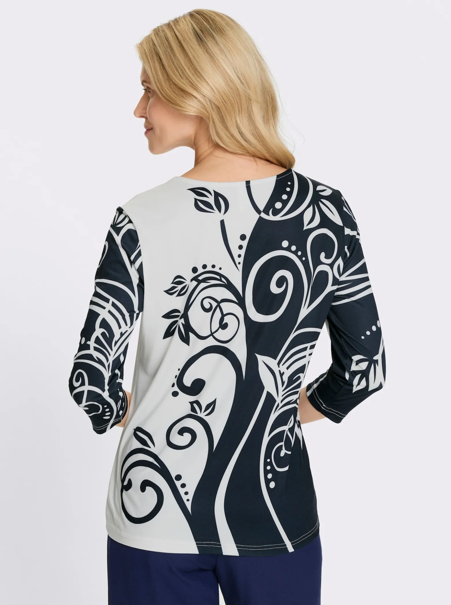 3/4-Arm-Shirt mit Glitzer-Kontrast-Druck