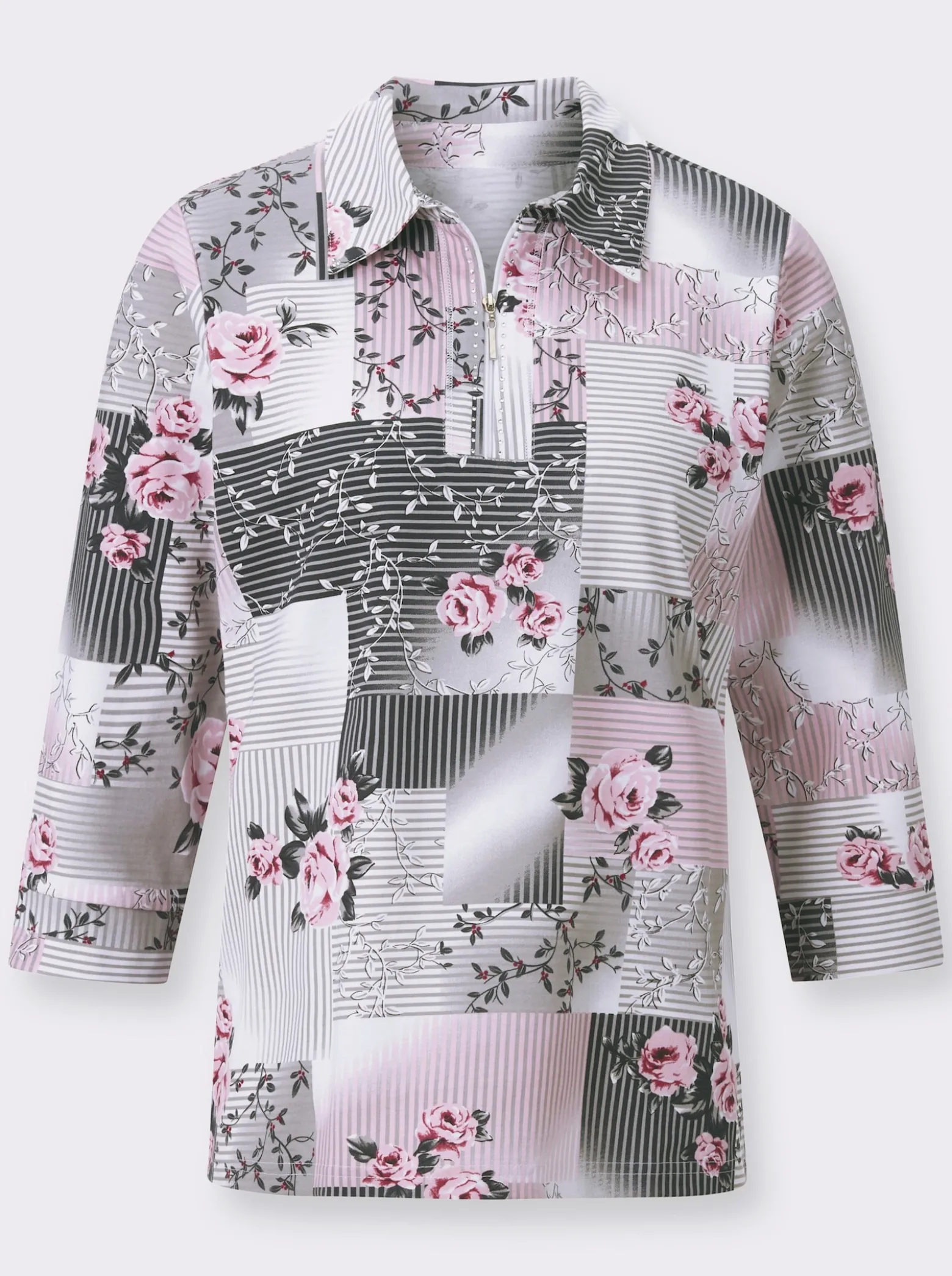3/4-Arm-Shirt mit Glitzersteinchen