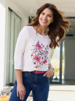 3/4-Arm-Shirt mit Glitzersteinchen