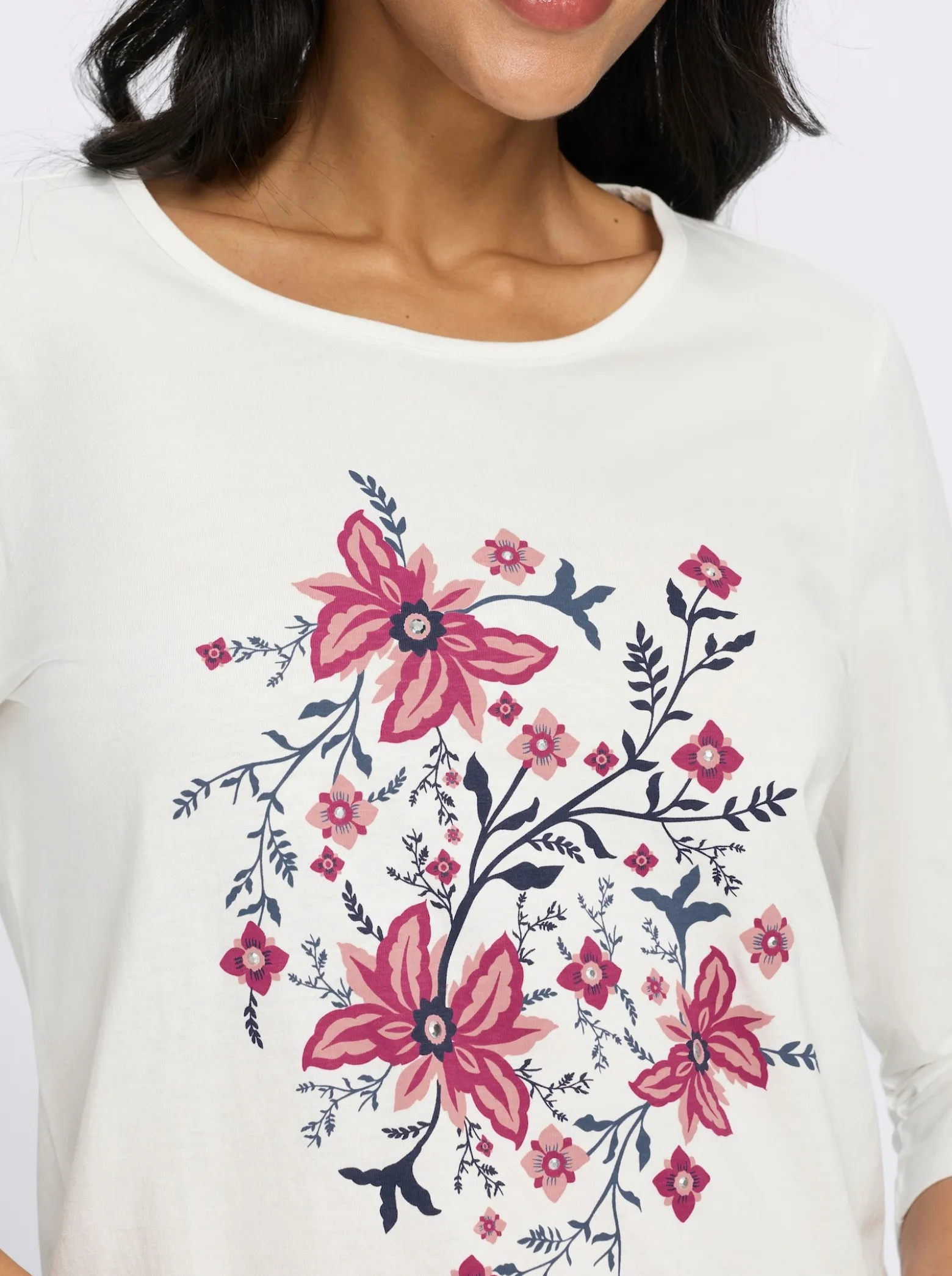 3/4-Arm-Shirt mit Glitzersteinchen