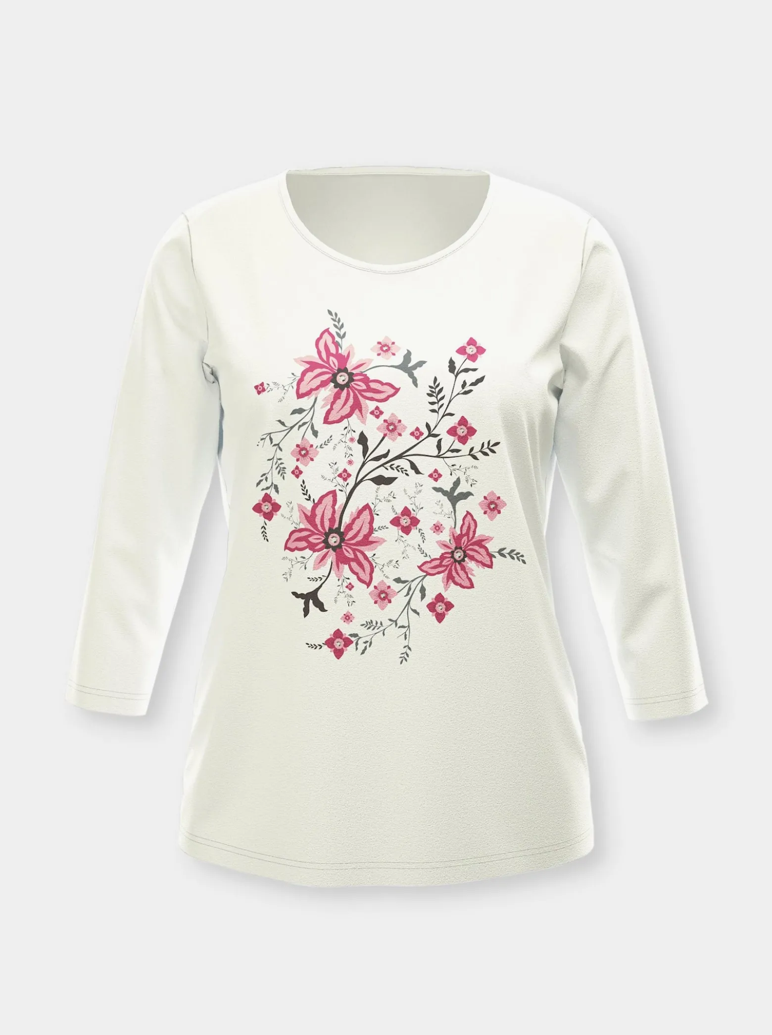 3/4-Arm-Shirt mit Glitzersteinchen
