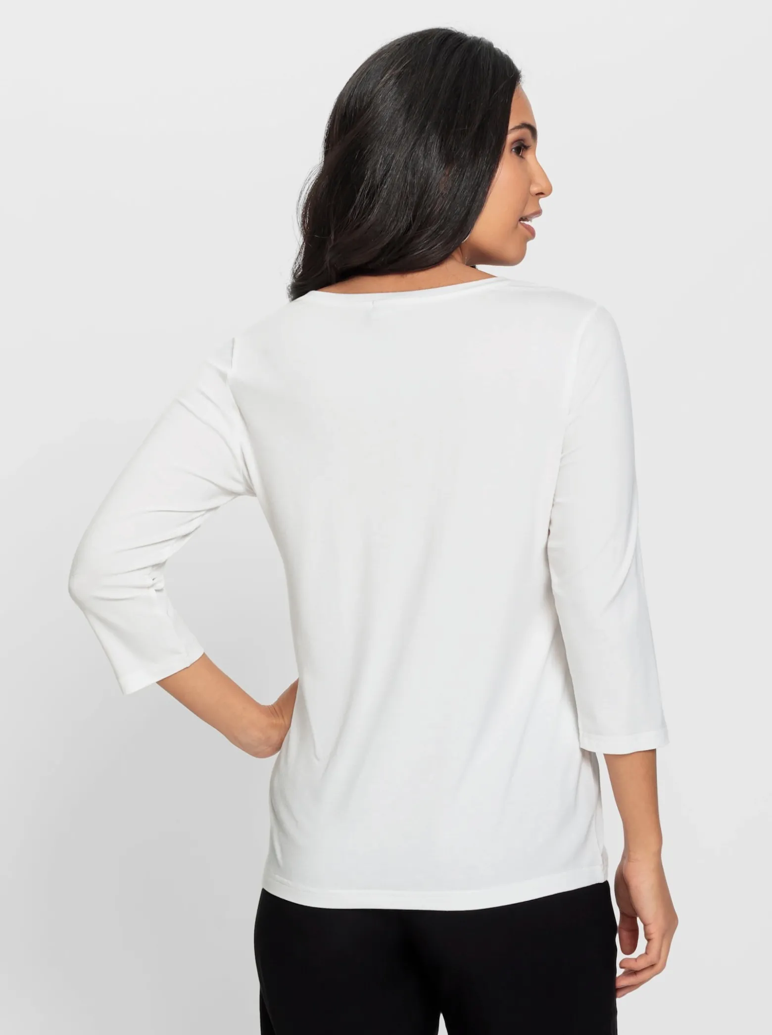 3/4-Arm-Shirt mit Glitzersteinchen-Deko
